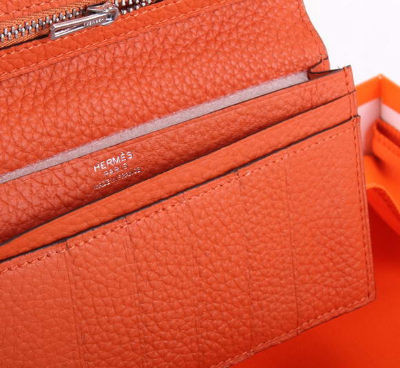 Cheap Fake Hermes Bearn Japonaise Bi-Fold A208 Orange - Click Image to Close